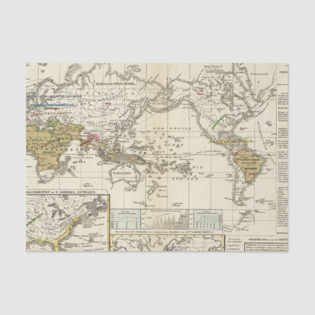 Papel De Seda Mapa do mundo das doenças (Frente )