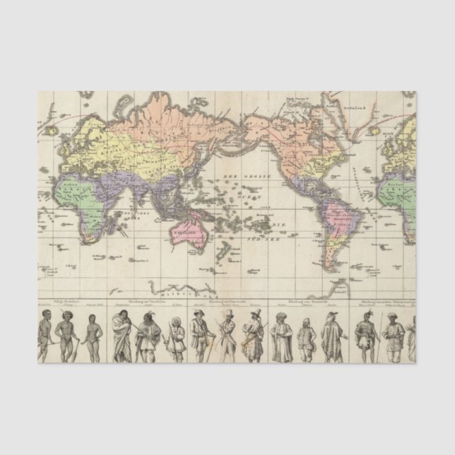 Papel De Seda Mapa do mundo de estilos da roupa (Frente )