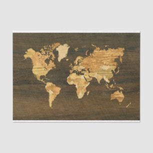 Papel De Seda Mapa do mundo de madeira