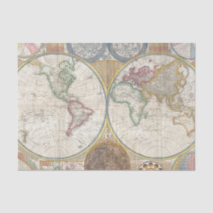 Papel De Seda Mapa do mundo do vintage