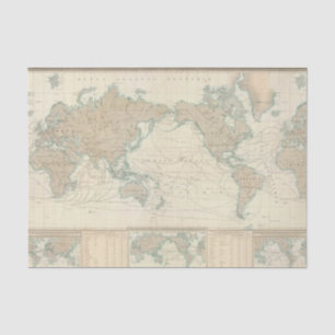 Papel De Seda Mapa do mundo dos canais de transporte