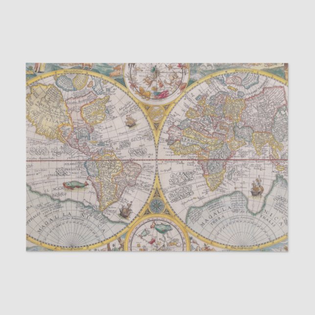 Papel De Seda Mapa do mundo medieval desde 1525 (Frente )