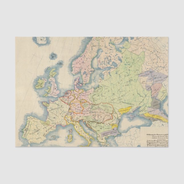Papel De Seda Mapa etnográfico de Europa (Frente )