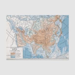 Papel De Seda Mapa Físico da Ásia (1916)