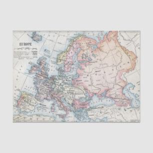 Papel De Seda Mapa físico da Europa (1916)