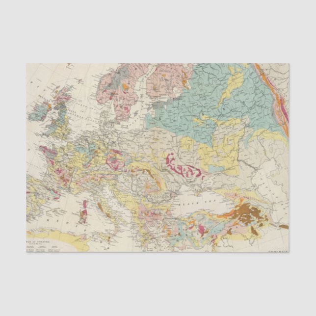 Papel De Seda Mapa Geological Europa (Frente )