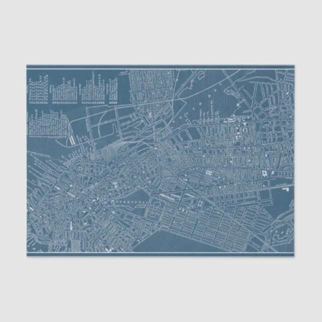 Papel De Seda Mapa gráfico de Boston (Frente )
