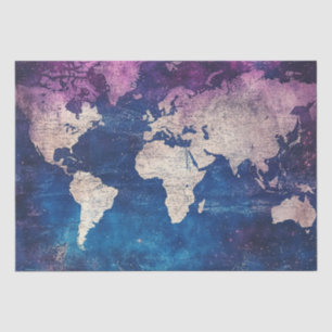 Papel De Seda Mapa Mundial Celestial Roxo Renascença