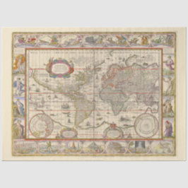 Papel De Seda Mapa Mundial Medieval (por Willem Blaeu)