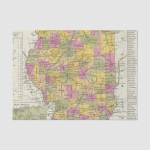 Papel De Seda Mapa novo de Illinois