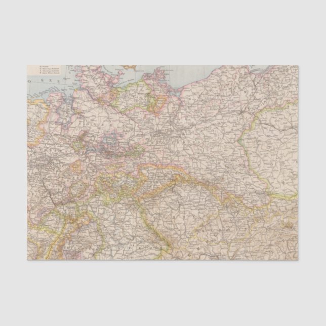 Papel De Seda Mapa político de Alemanha (Frente )
