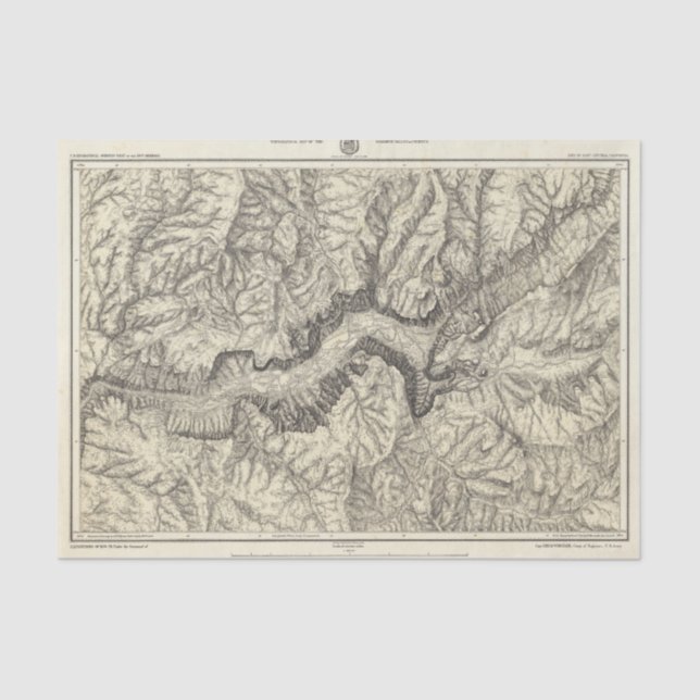 Papel De Seda Mapa topográfico do vale de Yosemite (Frente )