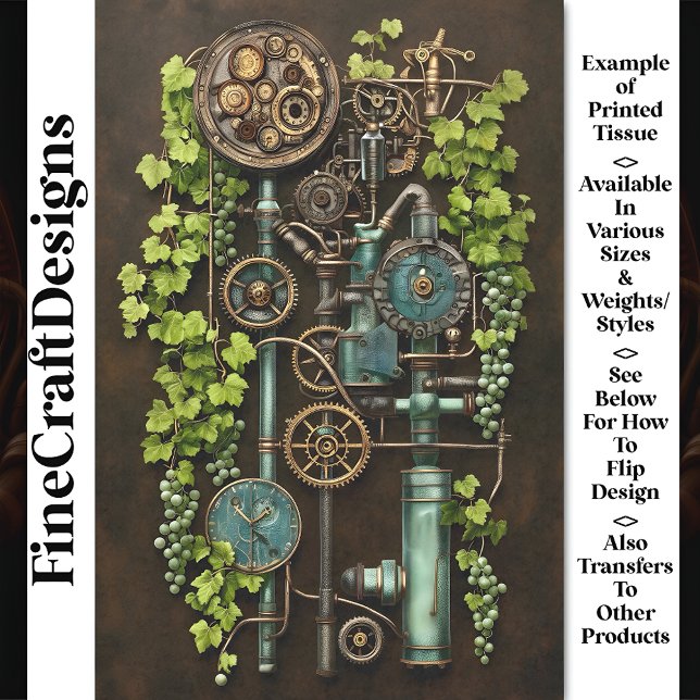 Papel De Seda Máquinas Steampunk & Videira BQ3 Decoupage (Criador carregado)
