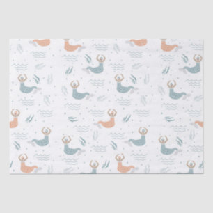 Papel De Seda Mar Personalizado de Ilustração Sereia Dançante