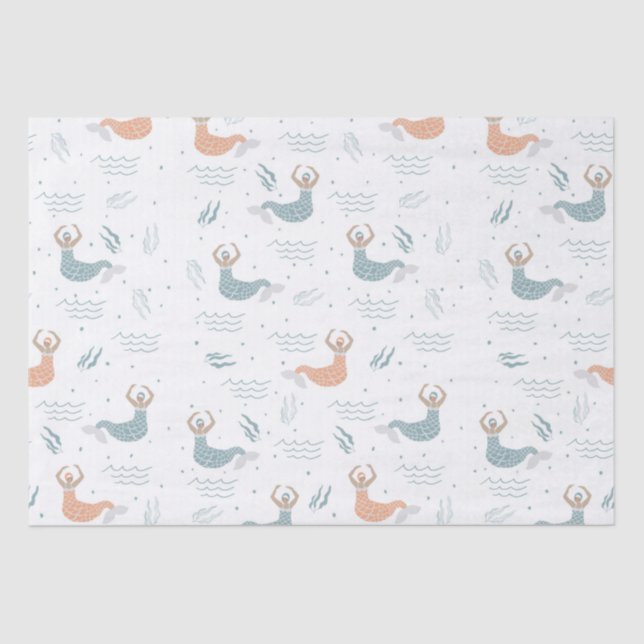 Papel De Seda Mar Personalizado de Ilustração Sereia Dançante em (Frente )