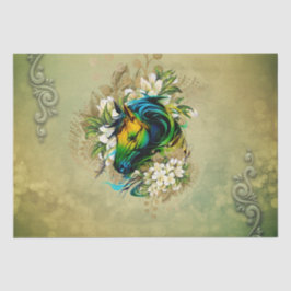 Papel De Seda Maravilhoso cavalo colorido com flores