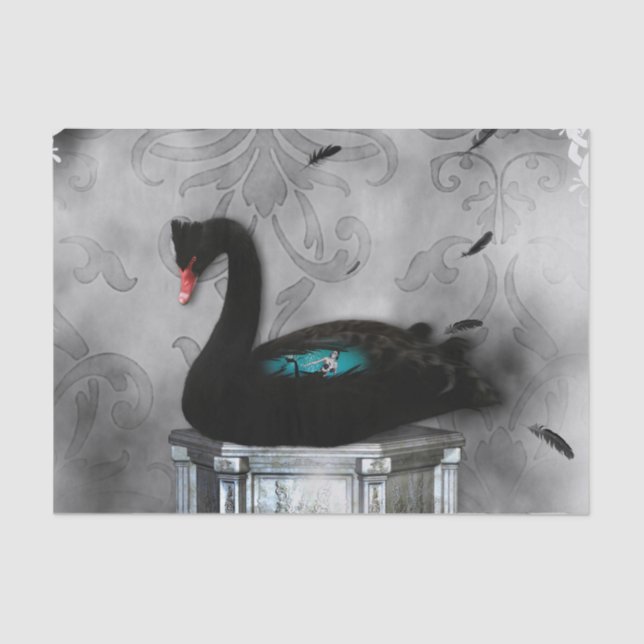 Papel De Seda Maravilhoso Cisne Negro com sereia escura (Frente )