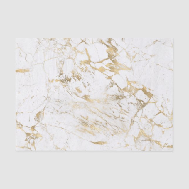 Papel De Seda Marble branco e Dourado (Frente )
