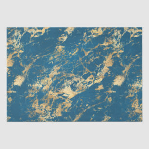 Papel De Seda Marble Dourado Azul