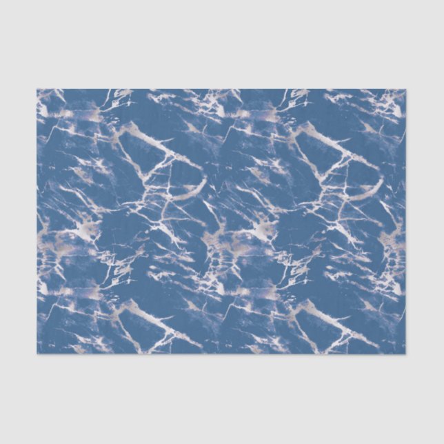 Papel De Seda Marble Silver Azul (Frente )