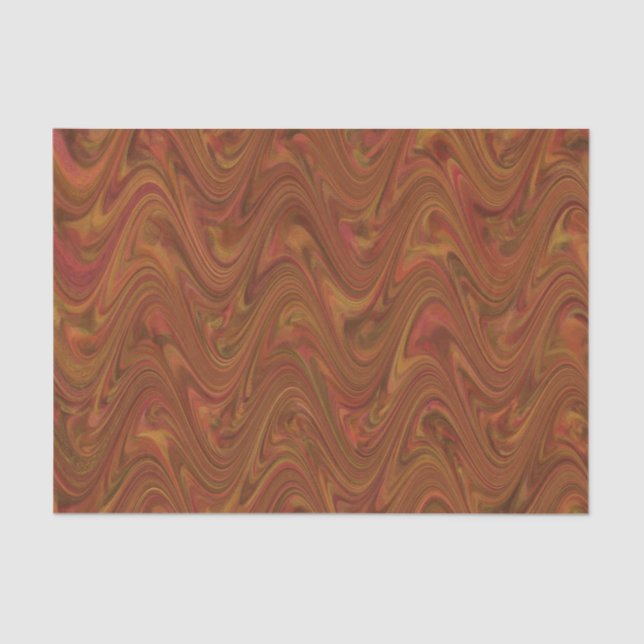 Papel De Seda Marbling Brown Orange Green Pattern (Frente )