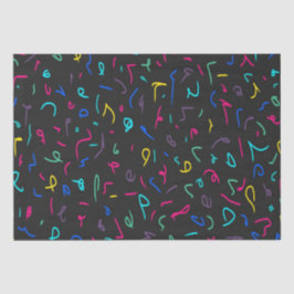 Papel De Seda Marcas Neon Brilhantes no Preto