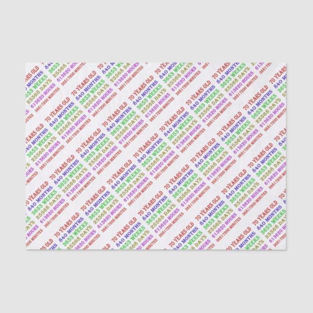 Papel De Seda Marcos de 70 Birthday (Frente )