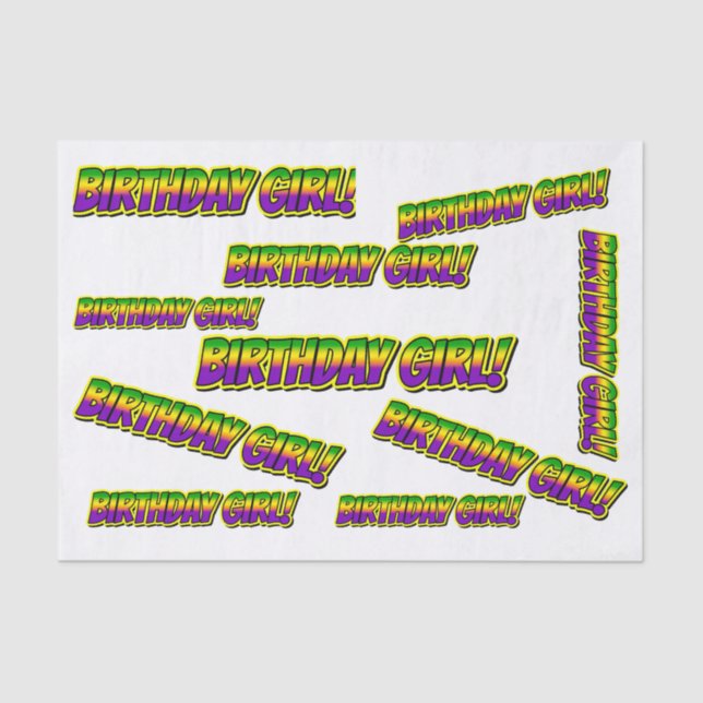 Papel De Seda Mardi Gras Birthday Girl! (Frente )