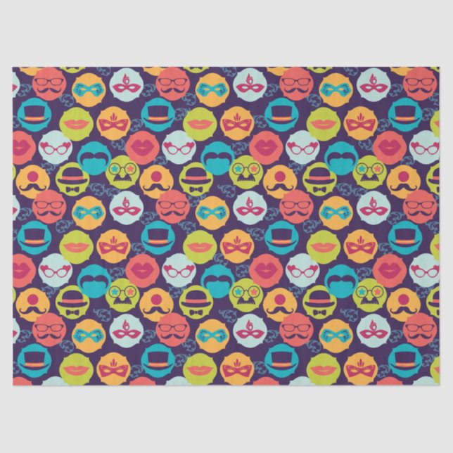Papel De Seda Mardi Gras | Padrão de máscara de rosto do Partido (Frente )