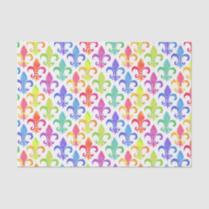 Papel De Seda Mardi Gras Rainbow Fleur de lis Pattern
