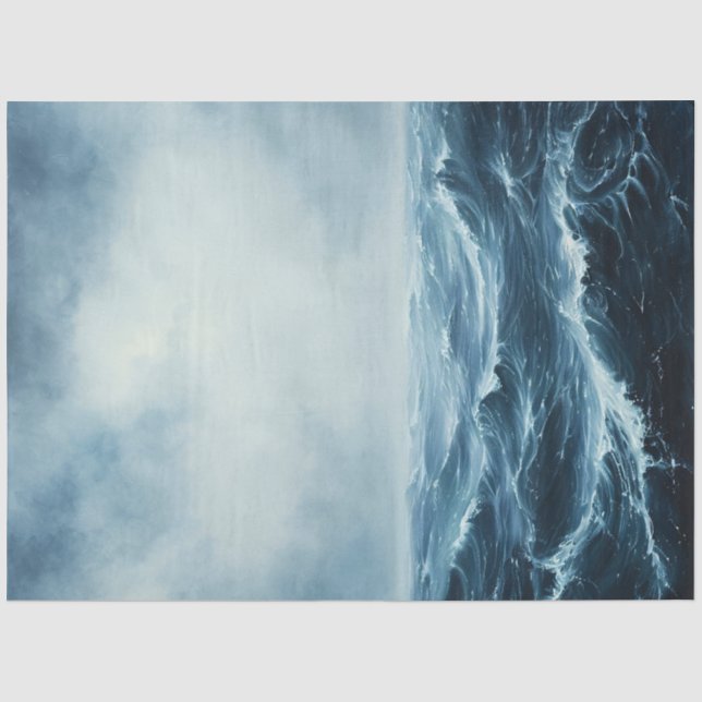 Papel De Seda Mares Turbulentos Ondas Oceânicas Decoupage (Frente )