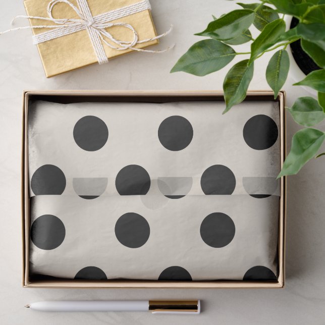 Papel De Seda Marfim Branco E Preto Grande Pontos Chic Patrón (Presente)