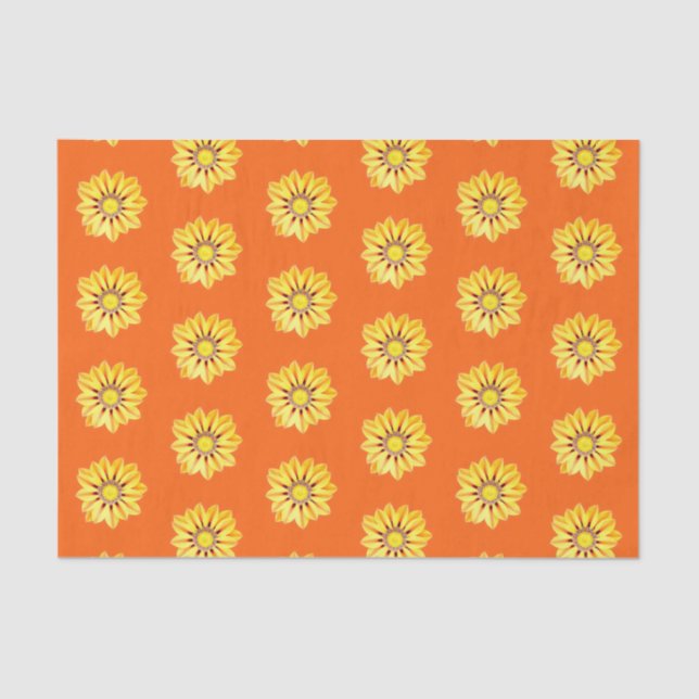Papel De Seda Margarida Africana/Gazânia, Laranja e Amarelo (Frente )