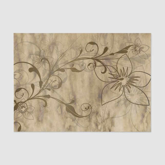 Papel De Seda Margarida Bege e Marrom Rústico (Frente )