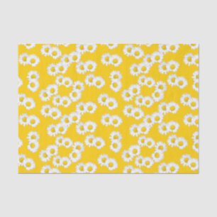 Papel De Seda Margarida branca no fundo amarelo