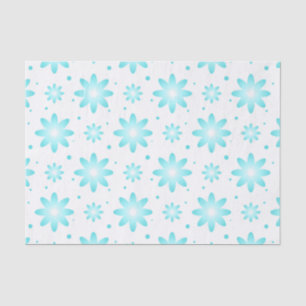 Papel De Seda Margarida delicada branca e turquesa, padrão de po