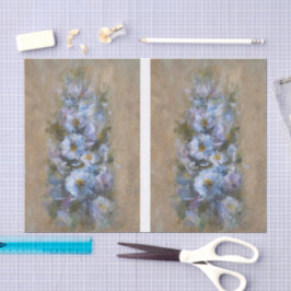 Papel De Seda Margaridas Brancas/Azuis DBL
