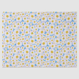 Papel De Seda Margaridas brancas Ditzy no fundo dos azul-céu