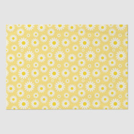 Papel De Seda Margaridas Brancas Lindas de Primavera em Amarelo