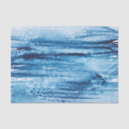Papel De Seda Marinho Abstrato de Aquarela Azul Branco