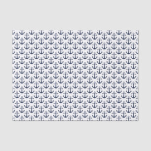 Papel De Seda Marinho Azul Branco dos Anchors da Praia Náutica