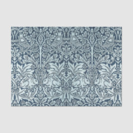 Papel De Seda Marinho Azul Coelho Branco William Morris