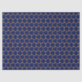 Papel De Seda Marinho Azul Dourado Honeycomb Chic Padrão Geométr