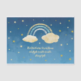 Papel De Seda Marinho Azul Dourado Torção Pequena Estrela