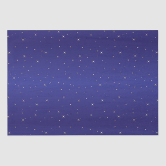 Papel De Seda Marinho Azul e Dourado Brilhante Estrelas Natal  (Frente )