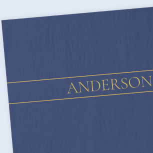 Papel De Seda Marinho Azul e Nome Dourado Sobrenome ou Empresa