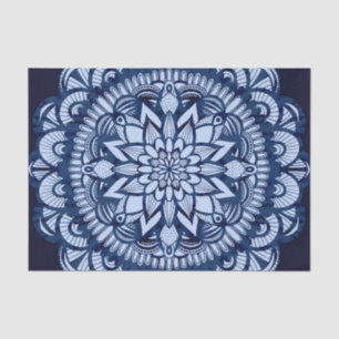 Papel De Seda Marinho Boêmia Blue Tie Dye Mandala