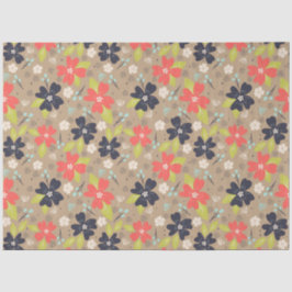 Papel De Seda Marinho Branco de Poinsettia de Natal desenhado