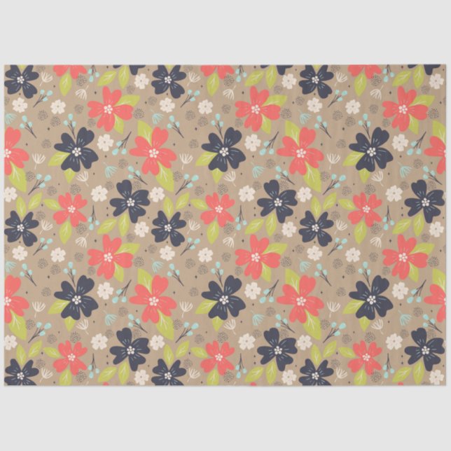 Papel De Seda Marinho Branco de Poinsettia de Natal desenhado (Frente )