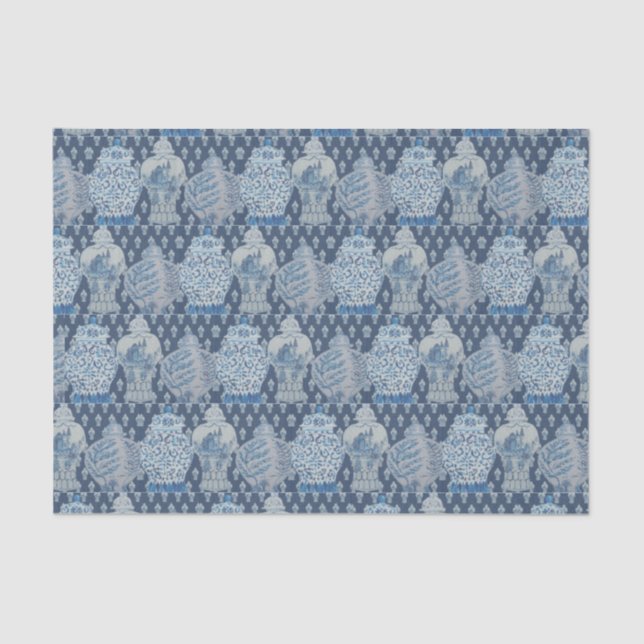 Papel De Seda Marinho colcha Chinoiserie Ginger Jar (Frente )